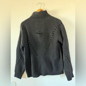 One Grey Day Revolve Max Distressed Black Knit Sweater Size Small